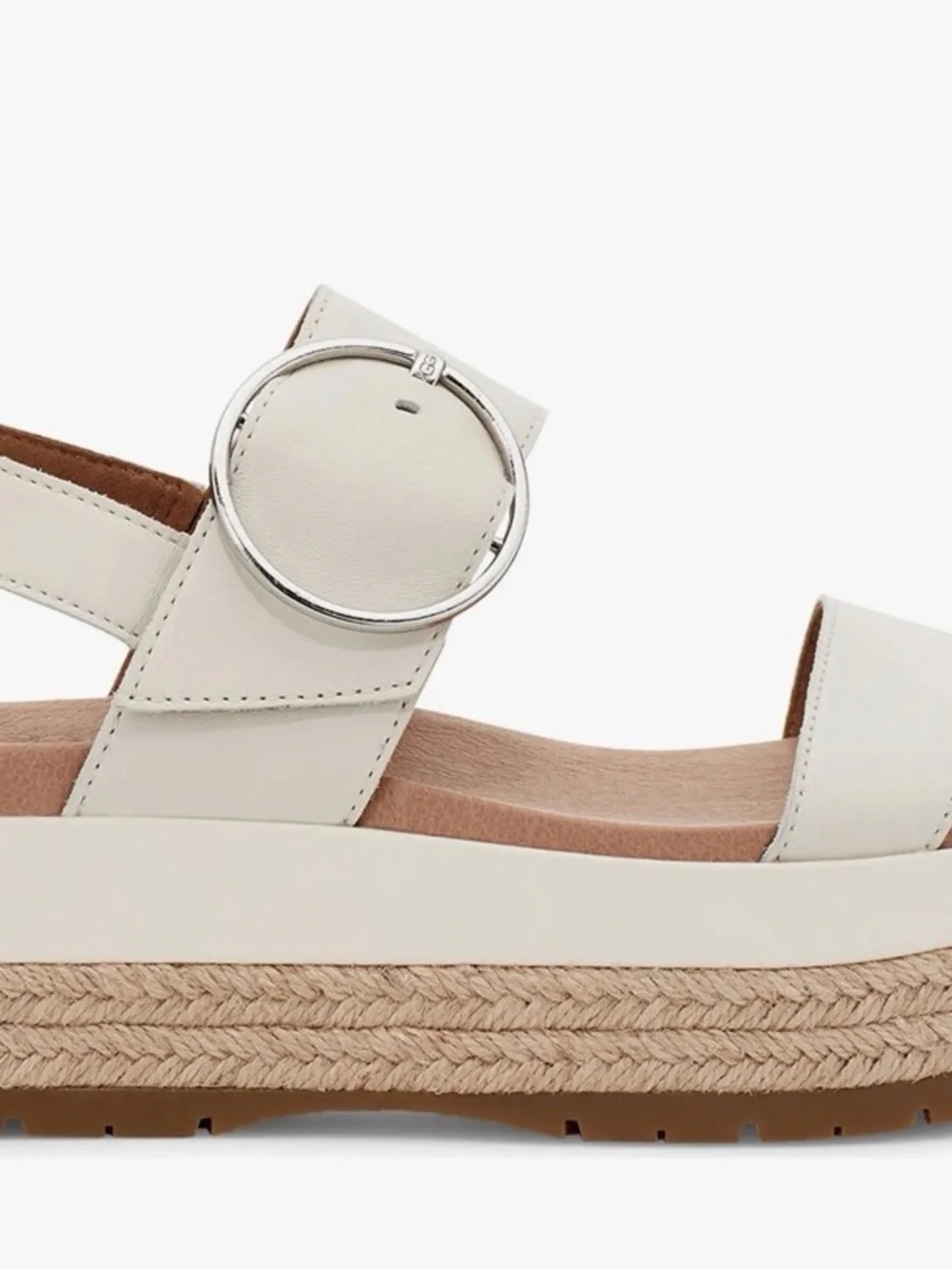 UGG Women White April Espadrille Wedge Platform Buckle Sandals sz 42 $80